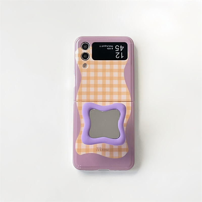 Контрастен цветен кариран сгъваем калъф за мобилен телефон Samsung zflip4, подходящ за мек калъф Galaxy zflip 3