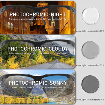 Scvcn Ελαφριά φωτοχρωμικά ποδηλατικά γυαλιά Προστατευτικά καθαρά γυαλιά ασφαλείας σκοποβολής Ανδρικά Γυναικεία αθλητικά γυαλιά ηλίου εξωτερικού χώρου