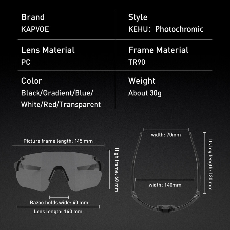 Kapvoe Фотохромни очила за колоездене Спортни очила Очила за бягане Ден Нощ UV400 защита Слънчеви очила за мъже, жени MTB стъкло