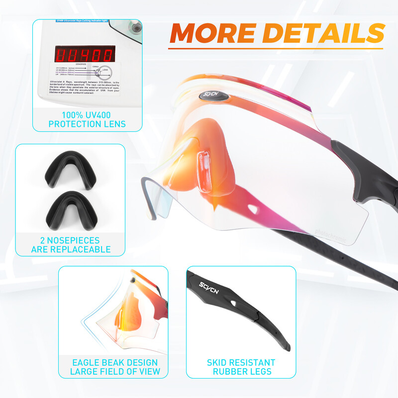 Scvcn Сини фотохромни слънчеви очила за колоездене за мъже ЧЕРВЕНИ Фотохромни MTB велосипедни очила Cycl Mountain Bicycle Goggle Спортни очила