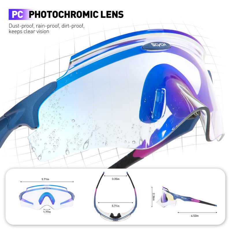 Scvcn Сини фотохромни слънчеви очила за колоездене за мъже ЧЕРВЕНИ Фотохромни MTB велосипедни очила Cycl Mountain Bicycle Goggle Спортни очила