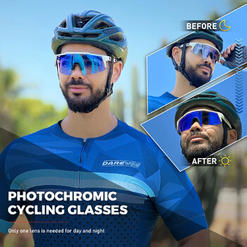 Kapvoe Red Photochromic Cycling γυαλιά ηλίου για άντρες Μπλε γυαλιά φωτοχρωμίας Cycl Mountain New Bicycle Γυαλιά Γυαλιά Αθλητικά