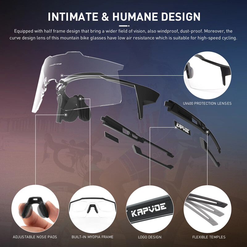 Kapvoe Червени фотохромни велосипедни слънчеви очила за мъже Сини фотохромни очила Cycl Mountain Нови велосипедни очила Спортни очила