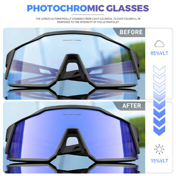 Kapvoe Photochromic Cycling γυαλιά ποδηλασίας γυαλιά ηλίου UV400 Εξωτερικά γυαλιά ποδηλάτου Ενσωματωμένο σκελετό Myopia Αθλητικά γυαλιά ποδηλάτου