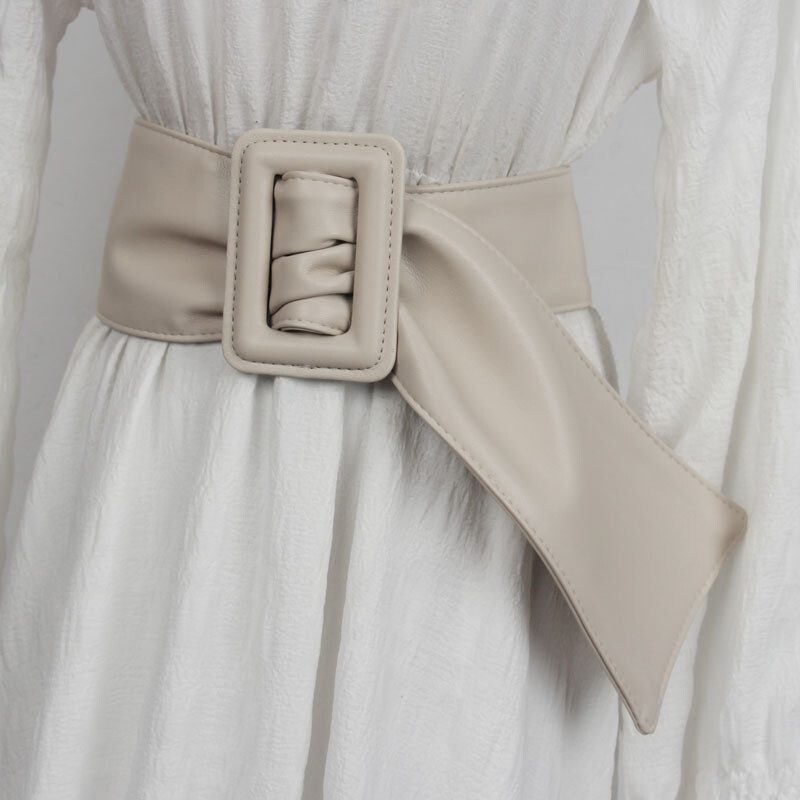 Дамска лятна рокля с декорация на широк колан, рокля с талия, модна универсална горна част с пояс, черно ретро