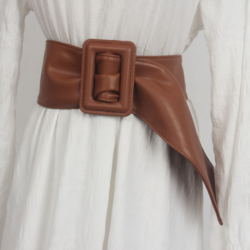 Дамска лятна рокля с декорация на широк колан, рокля с талия, модна универсална горна част с пояс, черно ретро