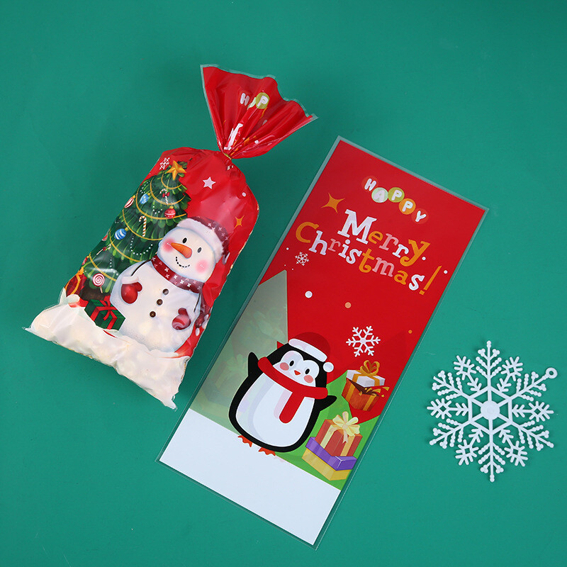 Трансгранична Коледа opp плосък джоб Дядо Коледа бонбони чанта закуски шнур празничен подарък опаковка чанта на едро