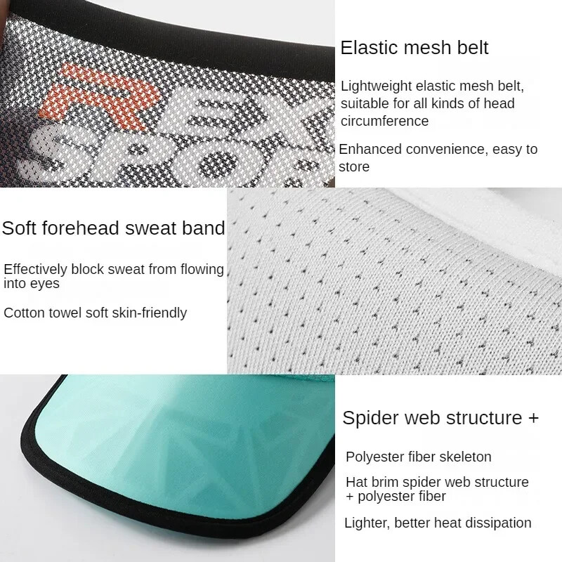 Неплъзгаща се шапка за слънце Охлаждаща еластична козирка Мъже Жени Мрежеста бейзболна шапка Горна празна шапка за тенис Голф Риболов Защита от слънце Шапки за бягане