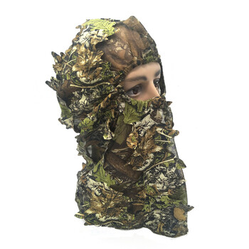 3D Maple Leaves Bionic Camouflage Hunting Fishing Face Mask Cycling Sunproof Full Face Mask Jungle Photographing Camo Hat Caps