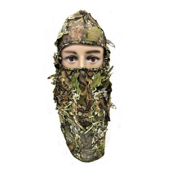 3D Maple Leaves Bionic Camouflage Hunting Fishing Face Mask Cycling Sunproof Full Face Mask Jungle Photographing Camo Hat Caps