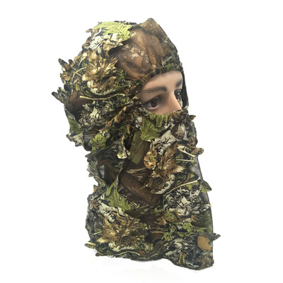 3D juharlevelek bionikus terepszínű vadászat horgász arcmaszk kerékpározás napálló teljes arcmaszk Dzsungel fotózás Camo kalap sapkák