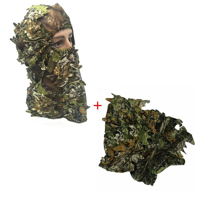 3D juharlevelek bionikus terepszínű vadászat horgász arcmaszk kerékpározás napálló teljes arcmaszk Dzsungel fotózás Camo kalap sapkák