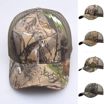 Kamo beisbola cepures Tīkla vasaras cepure maskēšanās taktiskā cepure atpūtai Taktiskā beisbola cepure Unisex Camo cepure Trucker āra cepure