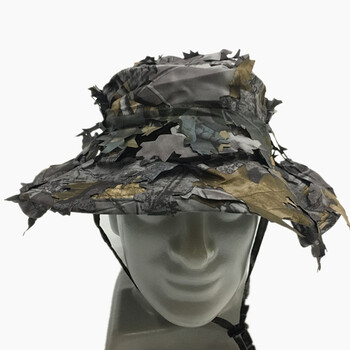 Νέο εφέ παραλλαγής 3D Leaves Casual Quick Drying Hunting Hat Polyester Tactical Outdoor Sport Flat Cap Sun Protection Boonie