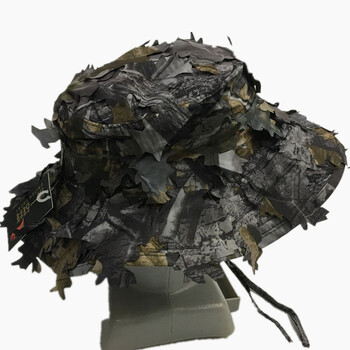 Νέο εφέ παραλλαγής 3D Leaves Casual Quick Drying Hunting Hat Polyester Tactical Outdoor Sport Flat Cap Sun Protection Boonie