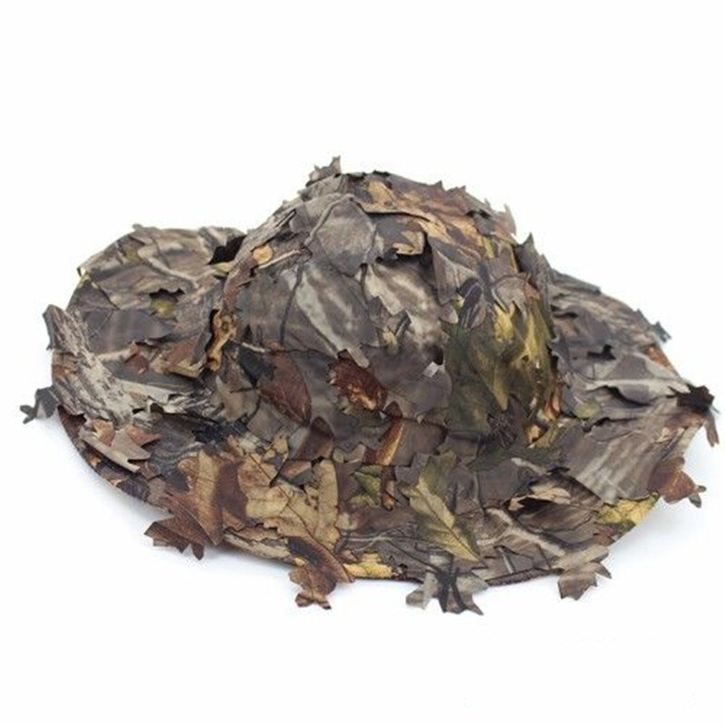 Нов камуфлажен ефект 3D листа Ежедневна бързосъхнеща ловна шапка Полиестерна тактическа спортна на открито плоска шапка Защита от слънце Boonie