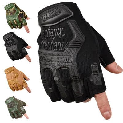 Тактически ръкавици Половин пръст Пейнтбол Airsoft Shot Combat Anti-Skid Men Bicycle Full Finger Gloves Защитна екипировка