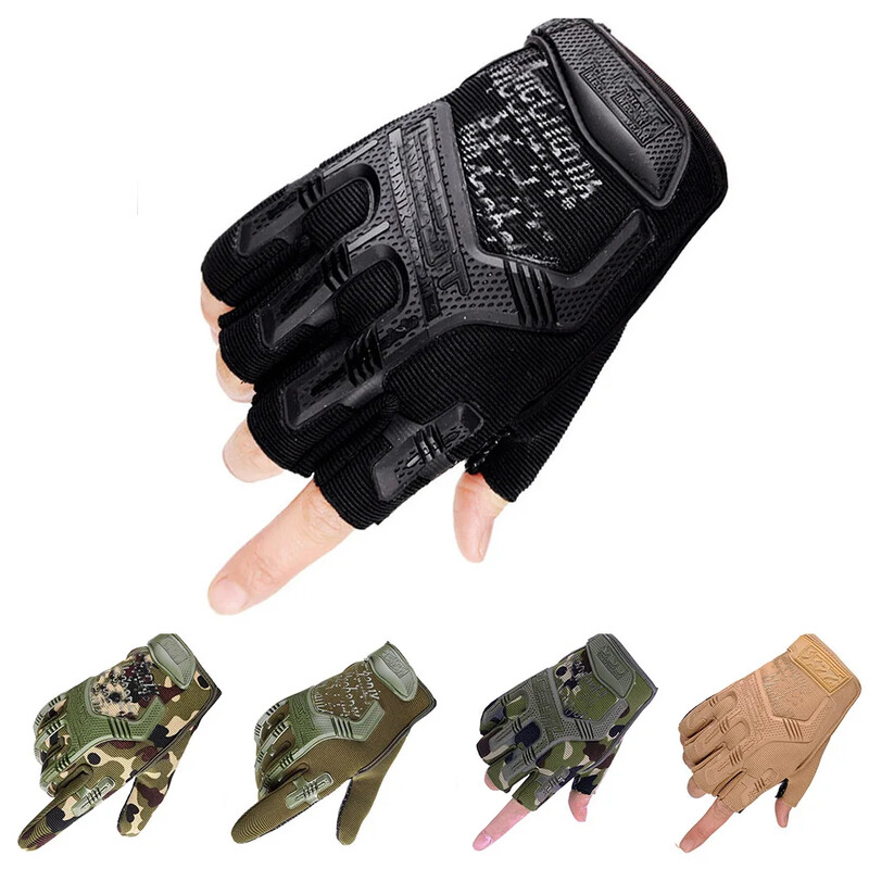 Тактически ръкавици Половин пръст Пейнтбол Airsoft Shot Combat Anti-Skid Men Bicycle Full Finger Gloves Защитна екипировка