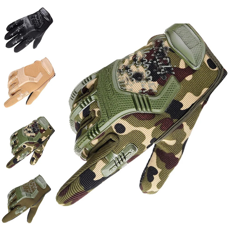 Тактически ръкавици Половин пръст Пейнтбол Airsoft Shot Combat Anti-Skid Men Bicycle Full Finger Gloves Защитна екипировка