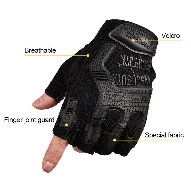 Тактически ръкавици Половин пръст Пейнтбол Airsoft Shot Combat Anti-Skid Men Bicycle Full Finger Gloves Защитна екипировка