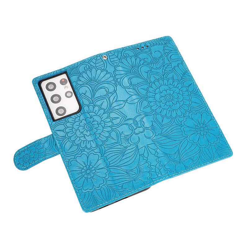 Подходящ за Samsung S23ULTRA релефен кожен калъф за мобилен телефон с три карти S24FE защитен калъф за многофункционална карта A53