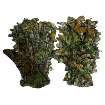 3D Hunting Ghillie Gloves Bionic Leafy Camouflage HeadwearCamouflage Suit Gloves For Jungle Wildlife Photography Turkey Camo