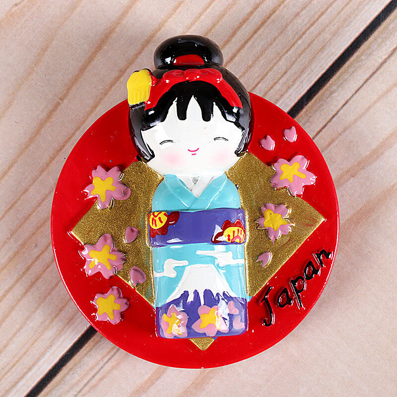 Персонаж, триизмерна смола, японски пейзажи на Токио, туристически сувенир, магнит за хладилник, украса на японската дева нинджа