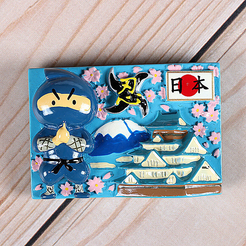 Персонаж, триизмерна смола, японски пейзажи на Токио, туристически сувенир, магнит за хладилник, украса на японската дева нинджа