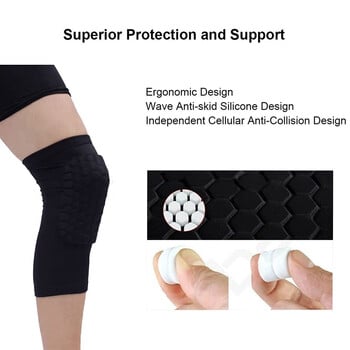 1PC Баскетболни наколенки Sleeve Honeycomb Brace Elastic Kneepad Защитна екипировка Patel Foam Support Volleyball Support Support