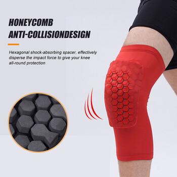 1PC Баскетболни наколенки Sleeve Honeycomb Brace Elastic Kneepad Защитна екипировка Patel Foam Support Volleyball Support Support