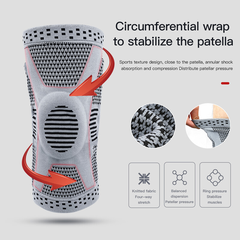 1 бр. Силиконова пружина Пълна опора за коляното Патела Медиална опора Силна защита от компресия на менискуса за мъже, жени, бягащи спортове