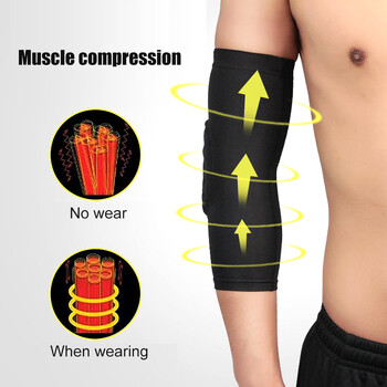 1 бр. Ръкав за лакът Компресионен ръкав за лакът Спортна опора за скоба за предмишница Подложка с пчелна пита Устойчива на удар Баскетболна ръкав за предпазител