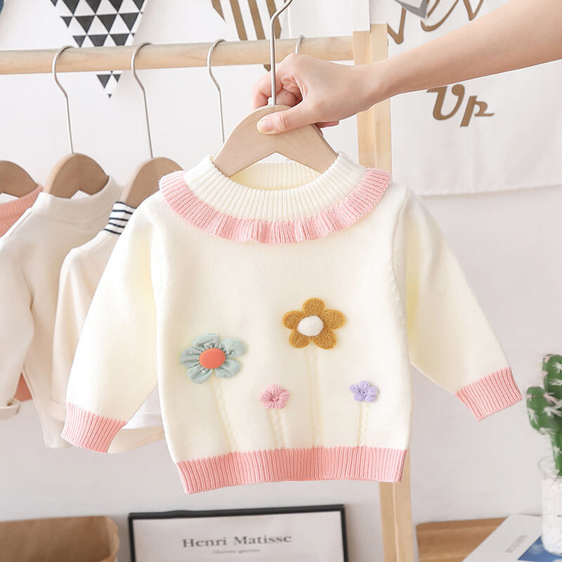 Mergaičių aksominiai storinantys megztiniai 2024 rudens ir žiemos naujo stiliaus kūdikis stilingas korėjietiško stiliaus megztas megztinis vaikams ir vidutinio amžiaus vaikams