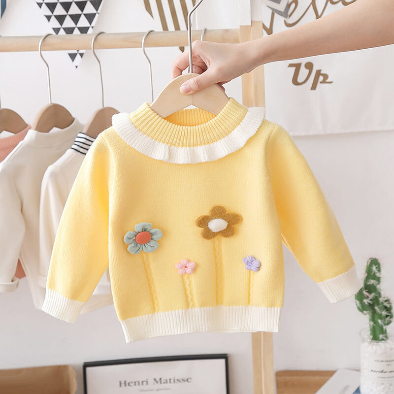 Mergaičių aksominiai storinantys megztiniai 2024 rudens ir žiemos naujo stiliaus kūdikis stilingas korėjietiško stiliaus megztas megztinis vaikams ir vidutinio amžiaus vaikams