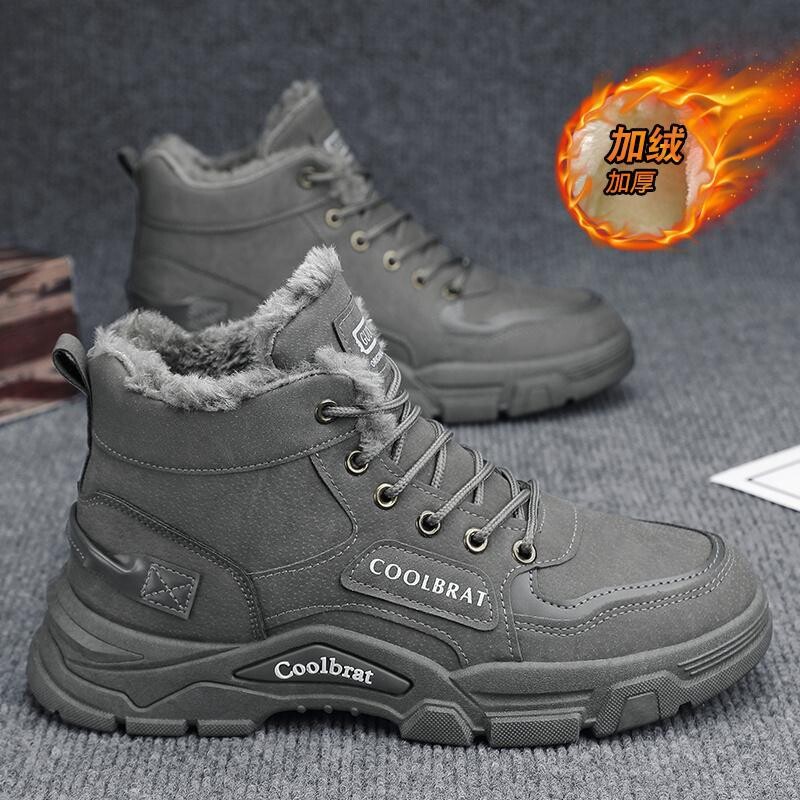 Ziemas apavi vīriešu jauni samta biezināti apavi Martin vīriešu apavi neslīdoša darba aizsardzība darba valkāšana moderni zābaki biezu zoli sniega zābaki