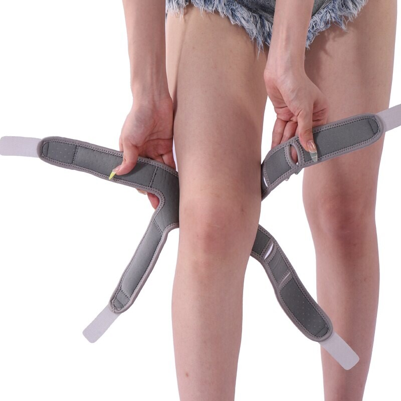 Каишка за коляно Поддръжка на сухожилие на патела Един размер Дишащи спортни регулируеми наколенки за мъже и жени Един размер