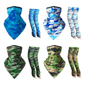 Summer Ice Silk Sun Protection Κρεμαστό αυτί Τριγωνική πετσέτα Extended Soft Thumb Sleeve Riding Συνδυασμός μανίκι από μετάξι πάγου