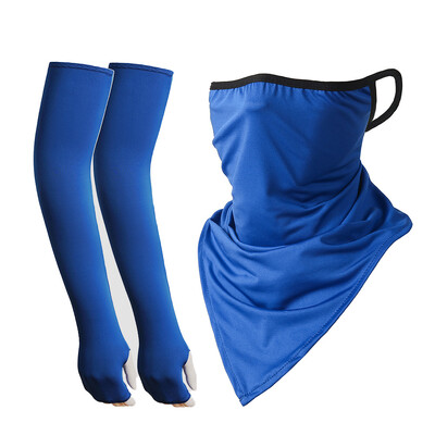 Summer Ice Silk Sun Protection Κρεμαστό αυτί Τριγωνική πετσέτα Extended Soft Thumb Sleeve Riding Συνδυασμός μανίκι από μετάξι πάγου
