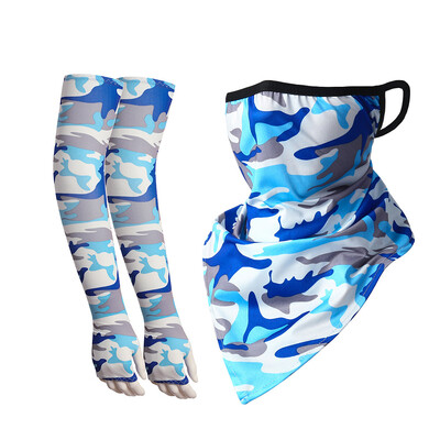 Summer Ice Silk Sun Protection Κρεμαστό αυτί Τριγωνική πετσέτα Extended Soft Thumb Sleeve Riding Συνδυασμός μανίκι από μετάξι πάγου