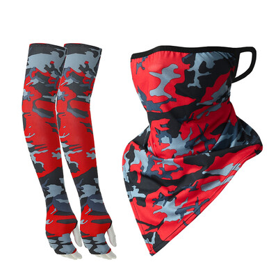 Summer Ice Silk Sun Protection Κρεμαστό αυτί Τριγωνική πετσέτα Extended Soft Thumb Sleeve Riding Συνδυασμός μανίκι από μετάξι πάγου