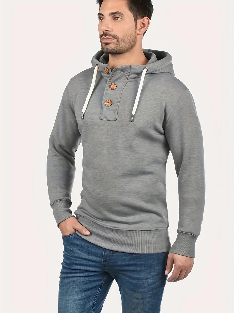 Prekogranična vanjska trgovina nove proljetne i jesenske muške majice, moderni gumbi za ovratnike, europske i američke ležerne majice s kapuljačom