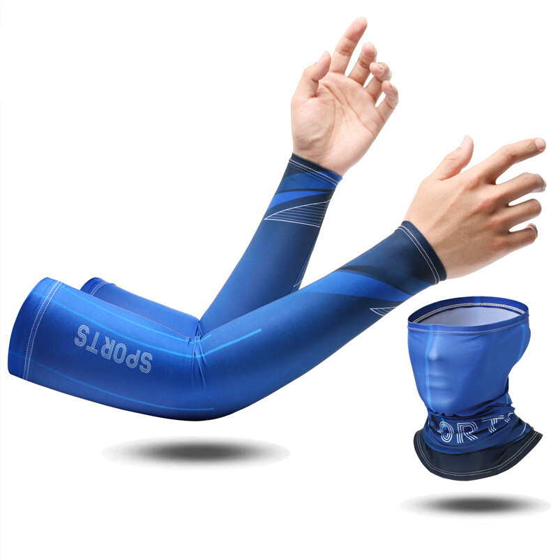 3 бр./компл. Маска с ръкави Ледена коприна UV Слънцезащита Колоездене Ръка Дишаща бандана Комбиниран костюм Еластичен студен комплект Унисекс