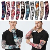 1 Ζεύγος τατουάζ Ice Sleeve Flower Handless Ice Silk Αντηλιακό μανίκι Κάλυμμα μπράτσου Riding Outdoor Arm Protection Ανδρικές γυναίκες