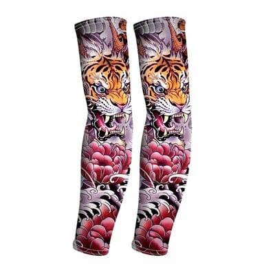 1 Ζεύγος τατουάζ Ice Sleeve Flower Handless Ice Silk Αντηλιακό μανίκι Κάλυμμα μπράτσου Riding Outdoor Arm Protection Ανδρικές γυναίκες