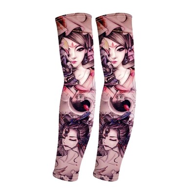 1 Ζεύγος τατουάζ Ice Sleeve Flower Handless Ice Silk Αντηλιακό μανίκι Κάλυμμα μπράτσου Riding Outdoor Arm Protection Ανδρικές γυναίκες