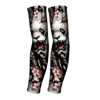 1 Ζεύγος τατουάζ Ice Sleeve Flower Handless Ice Silk Αντηλιακό μανίκι Κάλυμμα μπράτσου Riding Outdoor Arm Protection Ανδρικές γυναίκες