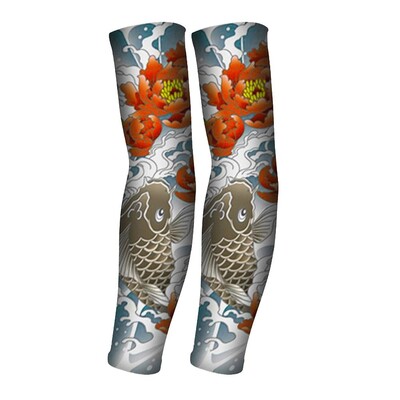 1 Ζεύγος τατουάζ Ice Sleeve Flower Handless Ice Silk Αντηλιακό μανίκι Κάλυμμα μπράτσου Riding Outdoor Arm Protection Ανδρικές γυναίκες