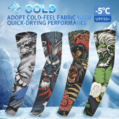 1 Pair Breathable Quick Dry 3D Tattoo UV Protection Ποδηλατικά μανίκια μπράτσων για άντρες μπάσκετ Αθλητικά θερμαντήρες συμπίεσης βραχιόνων για τρέξιμο