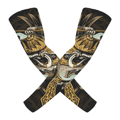 1 Pair Breathable Quick Dry 3D Tattoo UV Protection Ποδηλατικά μανίκια μπράτσων για άντρες μπάσκετ Αθλητικά θερμαντήρες συμπίεσης βραχιόνων για τρέξιμο