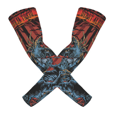 1 Pair Breathable Quick Dry 3D Tattoo UV Protection Ποδηλατικά μανίκια μπράτσων για άντρες μπάσκετ Αθλητικά θερμαντήρες συμπίεσης βραχιόνων για τρέξιμο